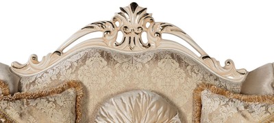 Casa Padrino Luxus Barock Sofa Gold / Creme / Gold - Prunkvolles Wohnzimmer Sofa mit Muster - Barock Wohnzimmer Möbel - Edel & Prunkvoll