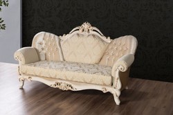 Casa Padrino sofá barroco de lujo oro / crema / oro - Magnífico sofá de salón con patrón - Muebles de Salón Barrocos - Noble y Magnífico