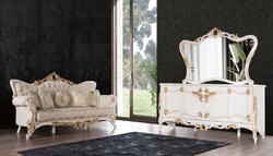 Luxus Barock Wohnzimmer Sofa Grau Kupfer Weiß Beige Gold Luxury Baroque Living Room Sofa Gray Copper White Beige Gold