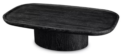 Casa Padrino Luxus Couchtisch Schwarzgrau 140 x 79,5 x H. 35 cm - Massivholz Wohnzimmertisch - Massivholz Wohnzimmer Möbel - Luxus Qualität