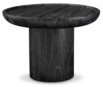 Casa Padrino tavolino di lusso nero grigio Ø 64,5 x A. 46 cm - Tavolo rotondo in legno massello - Mobili soggiorno in legno massello - Qualità di Lusso