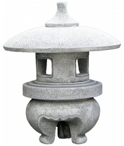 Casa Padrino Lampe de Jardin Style Japonais Pagode Blanc / Gris Ø 42 x H. 51 cm - Petite Lampe de Jardin & Patio - Lanterne de Jardin Résistante aux Intempéries - Eclairage de Patio de Jardin