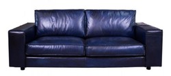 Casa Padrino divano in pelle di lusso blu scuro 205 x 104 x A. 83 cm - Divano soggiorno in vera pelle - Mobili soggiorno in vera pelle - Mobili in pelle di lusso