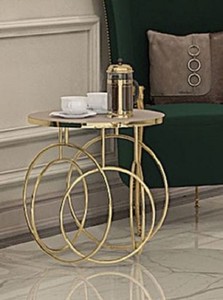 Casa Padrino tavolino di lusso oro / crema - Tavolo di design con piano in marmo - Mobili per soggiorno e mobili per hotel di lusso - Qualità di Lusso