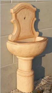 Casa Padrino fuente de pared Art Nouveau beige 51 x 36 x A. 136 cm - Fuente de jardín elegante - Fuente de piedra para decoración de jardín - Accesorios de Jardín Art Nouveau