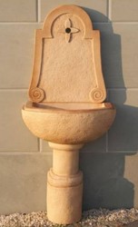Casa Padrino fuente de pared Art Nouveau beige 61 x 36 x A. 148 cm - Fuente de jardín elegante - Fuente de piedra para decoración de jardín - Accesorios de Jardín Art Nouveau