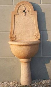Casa Padrino fuente de pared Art Nouveau beige 53 x 36 x A. 140 cm - Fuente de jardín elegante - Fuente de piedra para decoración de jardín - Accesorios de Jardín Art Nouveau