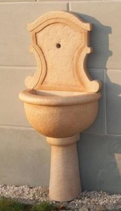 Casa Padrino fuente de pared Art Nouveau beige 55 x 36 x A. 128 cm - Fuente de jardín elegante - Fuente de piedra para decoración de jardín - Accesorios de Jardín Art Nouveau