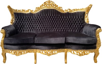 Casa Padrino Canapé Baroque Master style antique noir / or 210 x 135 x 90 cm Casa Padrino Canapé Baroque Master style antique noir / or 210 x 135 x 90 cm