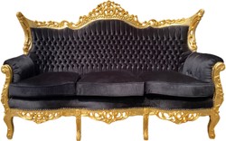 Casa Padrino Baroque Sofa Master in antique style black / gold 210 x 135 x 90 cm Casa Padrino Baroque Sofa Master in antique style black / gold 210 x 135 x 90 cm