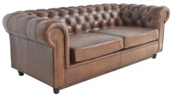 Casa Padrino divano letto Chesterfield di lusso marrone 240 x 102-220 x A. 76 cm - Divano soggiorno in vera pelle - Mobili soggiorno in vera pelle - Mobili in pelle di lusso