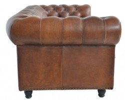 Casa Padrino divano letto Chesterfield di lusso marrone 240 x 102-220 x A. 76 cm - Divano soggiorno in vera pelle - Mobili soggiorno in vera pelle - Mobili in pelle di lusso