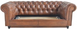 Casa Padrino divano letto Chesterfield di lusso marrone 240 x 102-220 x A. 76 cm - Divano soggiorno in vera pelle - Mobili soggiorno in vera pelle - Mobili in pelle di lusso
