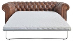 Casa Padrino divano letto Chesterfield di lusso marrone 240 x 102-220 x A. 76 cm - Divano soggiorno in vera pelle - Mobili soggiorno in vera pelle - Mobili in pelle di lusso