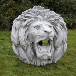 Casa Padrino gargouille murale relief baroque lion 80 x 80 x H. 80 cm - Grande tête de lion gargouille en pierre décoration murale relief - Accessoires de Jardin Baroque et Art Nouveau