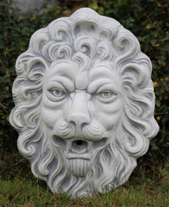 Casa Padrino gargoyle rilievo murale barocco leone 30 x 17 x A. 43 cm - gargoyle in pietra testa di leone decorazione murale da giardino rilievo - Accessori per Decorazione Giardino Barocco 