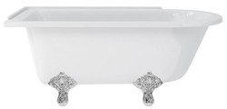 Casa Padrino baignoire Art Nouveau de luxe blanc / argent 150 x 75 x H. 65 cm - Baignoire îlot rétro en acrylique - Mobilier de salle de bain rétro nostalgique