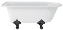Casa Padrino vasca da bagno Art Nouveau di lusso bianco / nero 150 x 75 x A. 65 cm - Vasca da bagno indipendente retrò in acrilico - Mobili da bagno retrò nostalgica