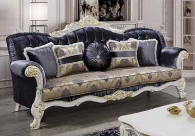 Casa Padrino canapé baroque de luxe violet / multicolore / blanc / or - Magnifique canapé de salon en bois massif avec strass et motif élégant - Meuble de salon baroque