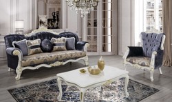Casa Padrino sofá barroco de lujo púrpura / multicolor / blanco / oro - Magnífico sofá de sala de estar de madera maciza con pedrería y patrón elegante - Muebles de sala barrocos