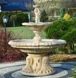 Casa Padrino Art Nouveau fountain woman with bowl sand Ø 155 x H. 190 cm - Magnificent garden fountain - Garden decoration fountain - Baroque & Art Nouveau Garden Decoration Accessories