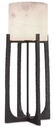 Casa Padrino lampada da tavolo di lusso bronzo / alabastro 29 x 29 x A. 68,5 cm - Lampada da scrivania in metallo con paralume tondo in alabastro - Luci di Lusso