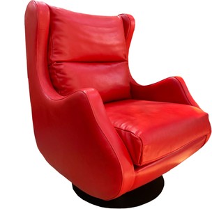 Casa Padrino fauteuil pivotant de luxe rouge/ gris 72 x 82 x H. 96 cm - Fauteuil Relax - Fauteuil en Cuir - Mobilier de Luxe Casa Padrino fauteuil pivotant de luxe rouge/ gris 72 x 82 x H. 96 cm - Fauteuil Relax - Fauteuil en Cuir - Mobilier de Luxe