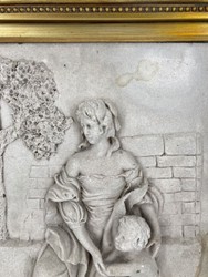 Casa Padrino baroque wall relief gray / gold 44.5 x H. 55 cm - Antique style wall decoration stone relief with magnificent frame - Decorative accessories in baroque style - Baroque wall decoration