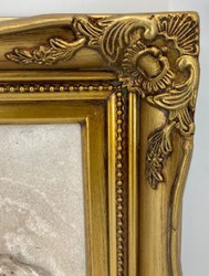 Casa Padrino relief mural baroque gris / or 55 x H. 44,5 cm - Décoration murale de style antique relief en pierre avec cadre magnifique - Accessoires de décoration de style baroque