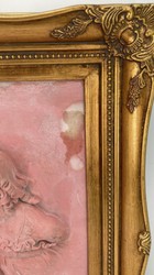 Casa Padrino baroque wall relief pink / gold 44.5 x H. 55 cm - Antique style wall decoration stone relief with magnificent frame - Decorative accessories in baroque style - Baroque wall decoration