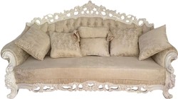 Casa Padrino canapé baroque de luxe Blanc crème - Canapé de salon magnifique avec coussins décoratifs - Mobilier Baroque
