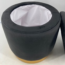 Casa Padrino tabouret de luxe gris / or Ø 41 x H. 43 cm - Tabouret rond en velours avec couvercle et rangements - Mobilier de Salon