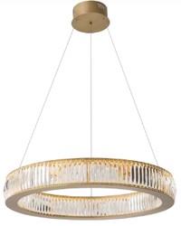 Casa Padrino lámpara de araña LED de lujo latón antiguo Ø 91 x A. 13-200 cm - Lámpara de araña de salón redonda con cristal - Calidad de Lujo