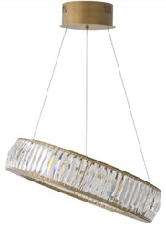 Casa Padrino lustre LED de luxe laiton antique Ø 63 x H. 13-200 cm - Lustre de salon rond avec verre cristal - Qualité de Luxe