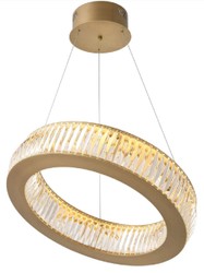 Casa Padrino lustre LED de luxe laiton antique Ø 63 x H. 13-200 cm - Lustre de salon rond avec verre cristal - Qualité de Luxe