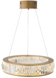 Casa Padrino lustre LED de luxe laiton antique Ø 63 x H. 13-200 cm - Lustre de salon rond avec verre cristal - Qualité de Luxe