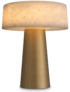 Casa Padrino luxury table lamp antique brass / alabaster Ø 33 x H. 43 cm - Round metal desk lamp with alabaster lampshades - Luxury Collection