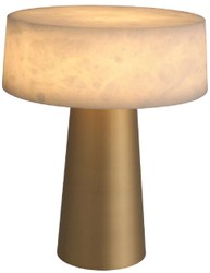 Casa Padrino luxury table lamp antique brass / alabaster Ø 33 x H. 43 cm - Round metal desk lamp with alabaster lampshades - Luxury Collection