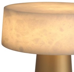 Casa Padrino luxury table lamp antique brass / alabaster Ø 33 x H. 43 cm - Round metal desk lamp with alabaster lampshades - Luxury Collection