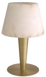Casa Padrino luxury table lamp antique brass / alabaster Ø 20 x H. 50.5 cm - Round metal desk lamp with alabaster lampshade - Luxury Collection