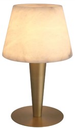 Casa Padrino luxury table lamp antique brass / alabaster Ø 20 x H. 50.5 cm - Round metal desk lamp with alabaster lampshade - Luxury Collection