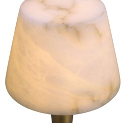 Casa Padrino luxury table lamp antique brass / alabaster Ø 20 x H. 50.5 cm - Round metal desk lamp with alabaster lampshade - Luxury Collection