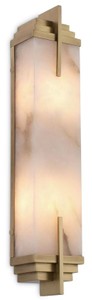 Casa Padrino lámpara de pared de lujo latón antiguo / alabastro 10,5 x 8,5 x A. 51 cm - Lámpara de pared con pantalla de alabastro - Luces de Lujo