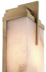 Casa Padrino applique murale de luxe laiton antique / albâtre 10,5 x 8,5 x H. 51 cm - Applique murale avec abat-jour en albâtre - Luminaires de Luxe
