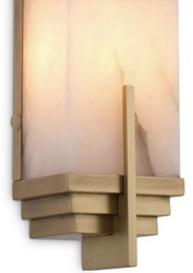 Casa Padrino applique murale de luxe laiton antique / albâtre 10,5 x 8,5 x H. 51 cm - Applique murale avec abat-jour en albâtre - Luminaires de Luxe

