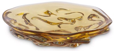 Casa Padrino cuenco de vidrio de lujo amarillo Ø 27,5 x A. 7 cm - Frutero decorativo de vidrio soplado a mano - Accesorios decorativos de vidrio - Colección de Lujo