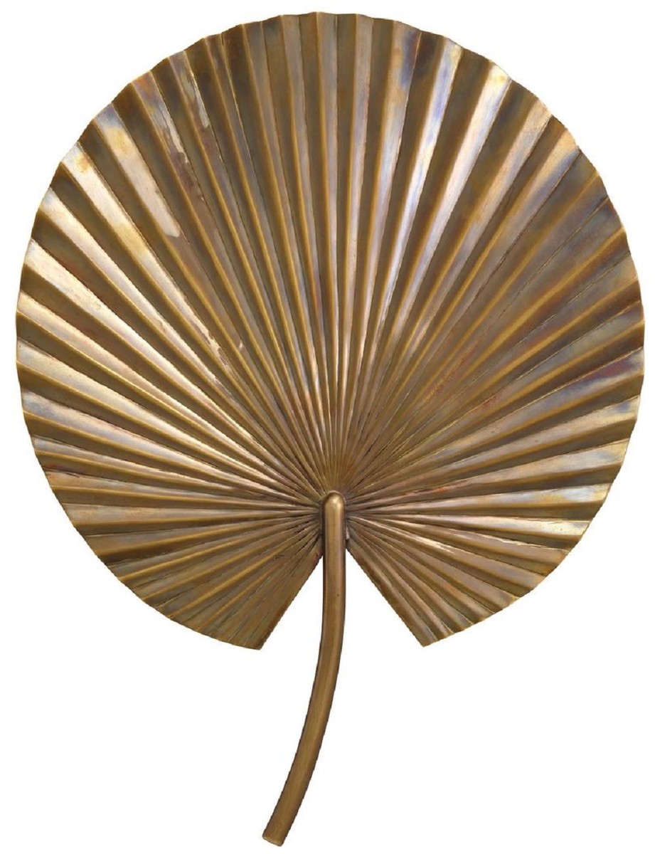 Casa Padrino lampada da parete di lusso ottone vintage 30,5 x 8,5 x A. 40 cm - Lampada da parete in ottone in foglia di palma design - Lampada Hotel & Restaurant
