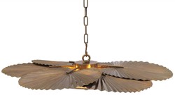 Casa Padrino Lámpara de Araña de Lujo Hojas de Palmera Latón Vintage / Blanco Ø 95 x A. 18 cm - Lámpara de Araña de Hotel & Restaurante - Colección de Lujo