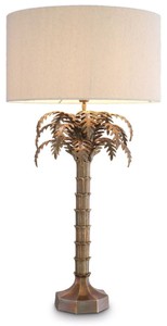 Casa Padrino luxury table lamp vintage brass / cream Ø 56 x H. 106 cm - Desk lamp in palm design - Luxury table lamps