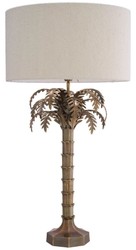 Casa Padrino lámpara de mesa de lujo latón vintage / crema Ø 56 x A. 106 cm - Lámpara de escritorio en diseño de palmera - Lámparas de mesa de lujo